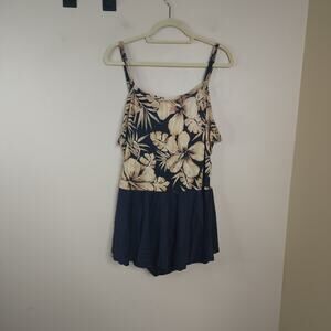 Islander Tan Tropical Print Swim Dress Size 24W